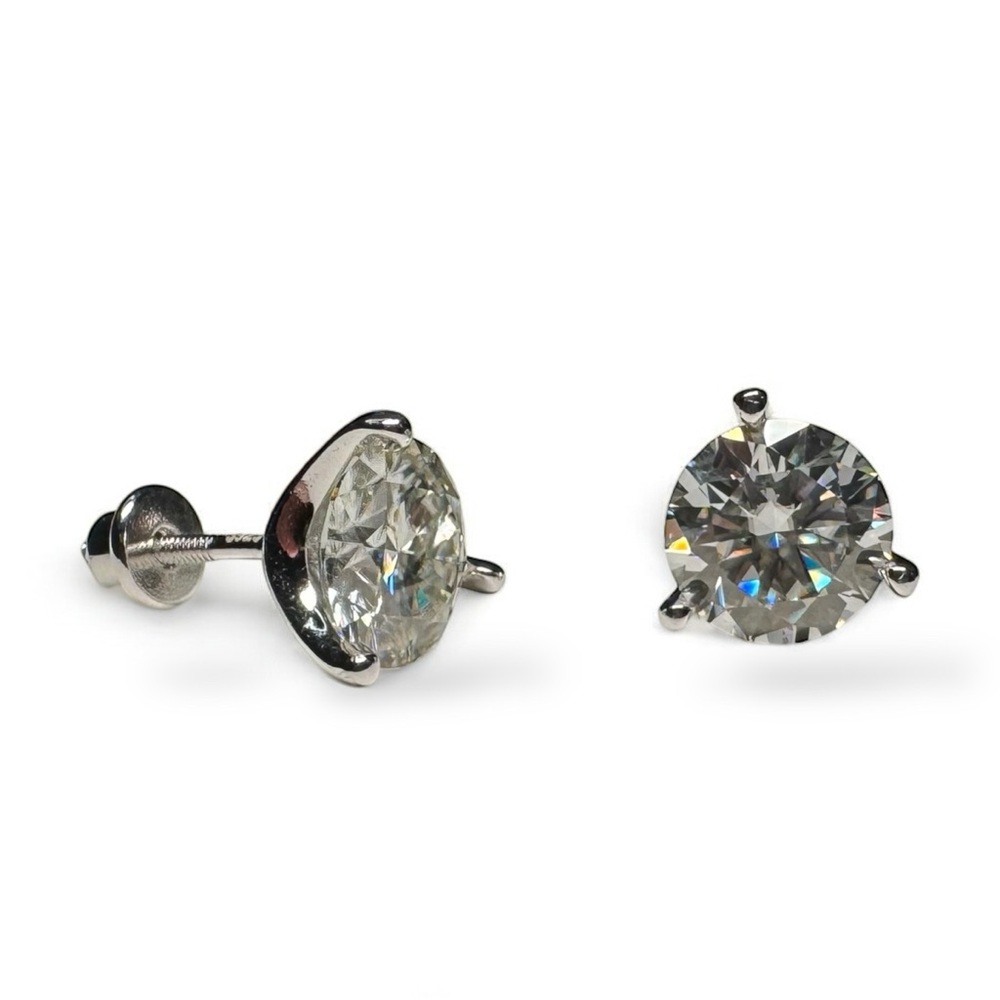 3.0 CTW Moissanite 925 Sterling Silver Stud Earrings Posts NEW F5